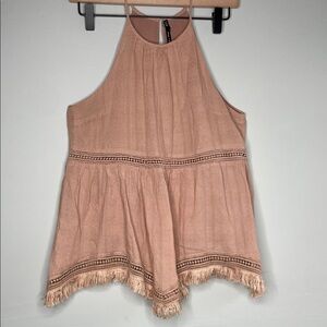 Doe & Rae Blush Halter Tank Top 100% Cotton